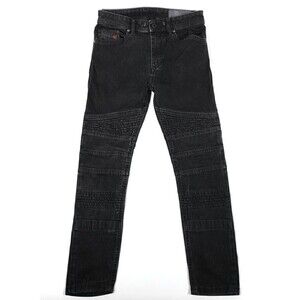 DIESEL BAKARI NE Straight Leg Articulated Knee Moto Jeans Womens 26 Black